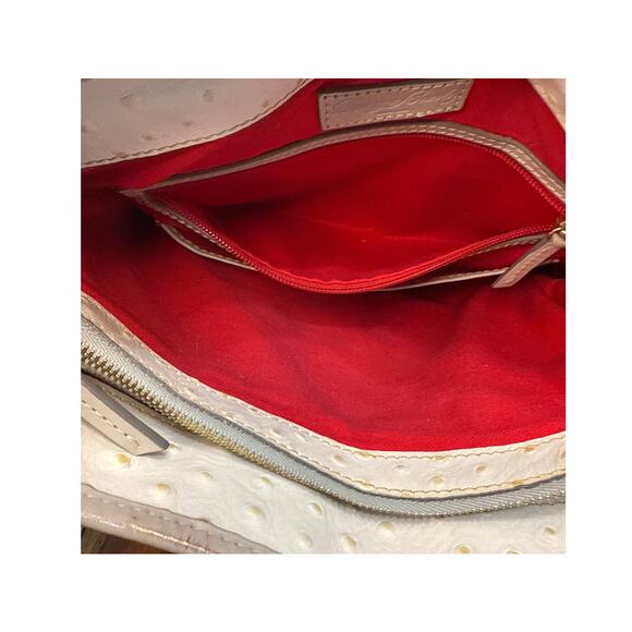 Dooney and Bourke Ostrich Shoulder or Handbag White Taupe Leather - Picture 15 of 16